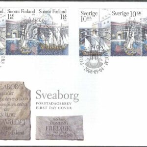 Sverige – FDC 2006-05-04 – Sveaborg  – Fartyg, 3-strip + 3-stip Finland Vinjett 1