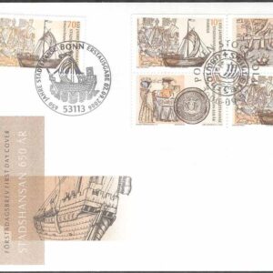 Sverige – FDC 2006-09-07 – Stadshansan 650 år, 4-Block + 1 Tyskland Vinjett 1