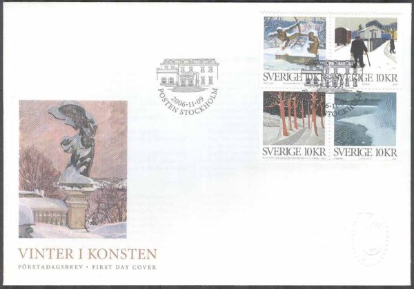 Sverige - FDC 2006-11-09 - Julpost - Utrikes julpost, 4-Block kpl Vinjett 1