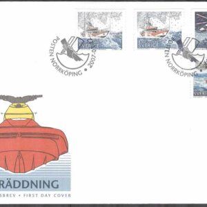 Sverige – FDC 2007-03-22 – Sjöräddningen 100 år – Flyg & Båtar, 4 kpl Vinjett 1