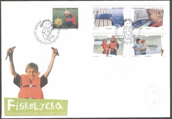 Sverige - FDC 2007-05-10 - Fiskelycka, 5 kpl Vinjett 1