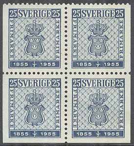 Sverige – F  467 HA4R Svenska frimärket 100 år, 4-Block kpl **