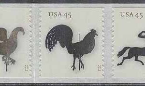 USA – M 4790-4794 Vindflöjlar som Djur bla Fåglar, 5-strip kpl **