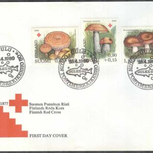 Finland – FDC 1980-04-19 – Svampar – Röda Korset, 3 kpl Vinjett 5