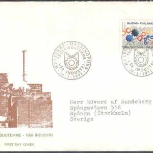 Finland – FDC 1971-01-28 – Finlands industri, 1 kpl Vinjett 5 Adressat