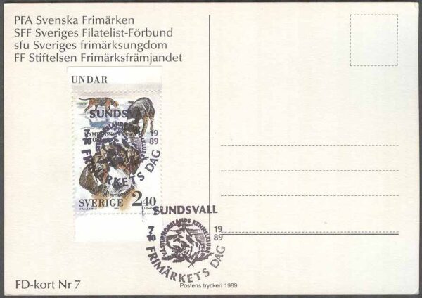 Sundsvall 7/10-89 Frimärkets Dag Västernorrlands Kennelklubb
