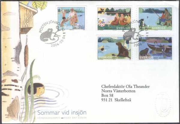 Sverige - FDC 2006-05-04 - Sommar vid insjön, 5 kpl Vijett 1 Adressat
