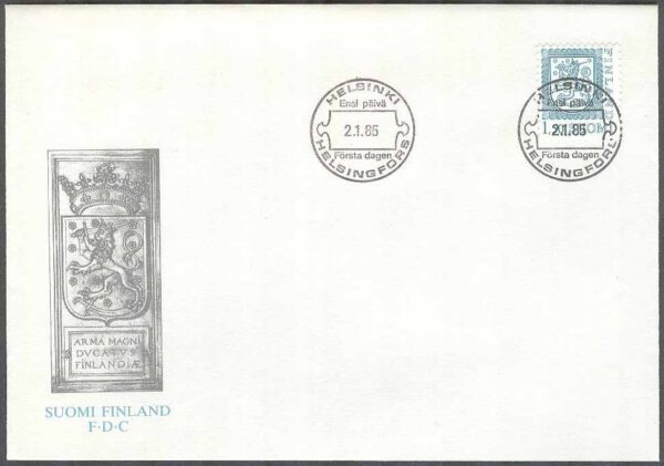 Finland - FDC 1985-01-02 - Vapentyp. Typ II B, märke Vinjett 1