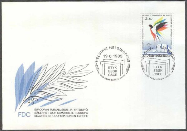 Finland - FDC 1985-06-19 - Säkerhet och samarbete i Europa, 1 kpl Vinjett 1