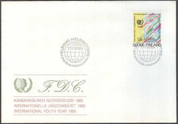 Finland - FDC 1985-11-01 - Världsungdomsåret, 1 kpl Vinjett 1