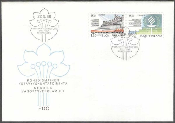 Finland - FDC 1986-05-27 - Norden VII. Vänorter, 2 kpl Vinjett 1