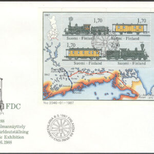 Finland – FDC 1987-05-08 – Tåg – Järnväg – Finlandia 88, Block Vinjett 1
