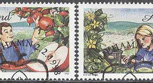 Åland – F  134-135 Jordbruk – Äppelplockning – Gurkodling, 2 kpl