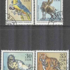 DDR – M 2030, 2032, 2035-2036 Djur på Zoo bla Fåglar & Däggdjur, 4 olika
