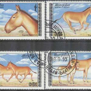 Mongoliet – M 1995-1998 Hästar – Hästdjur – Halvåsna, 4 kpl