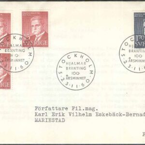 Sverige – FDC 1960-11-23 – Hjalmar Branting 100 år, 4 kpl Adressat Se beskrivning
