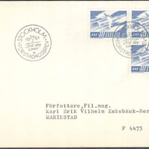 Sverige – FDC 1961-02-24 – SAS 10 år, 3 kpl Adressat Se beskrivning