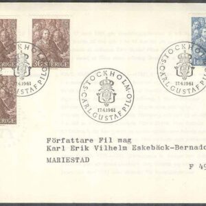 Sverige – FDC 1961-04-17 – Carl Gustaf Pilo, 4 kpl Adressat Se beskrivning