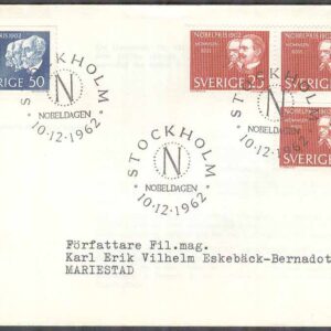 Sverige – FDC 1962-12-10 – Nobelpristagare 1902, 4 kpl Adressat Se beskrivning