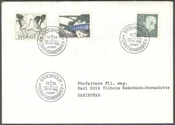 Sverige - FDC 1968-02-21 - GVIA - Trandans - Dalslands, 3 kpl Adressat Se beskrivning
