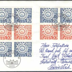Sverige – FDC 1968-06-04 – Lunds Univ 300 år, Delat Block kpl Adressat Se beskrivning