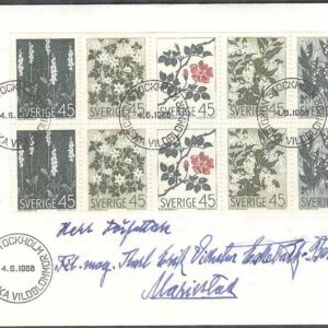 Sverige – FDC 1968-06-04 – Vildblommor, Helt Block kpl Fluor Adressat Se beskrivning