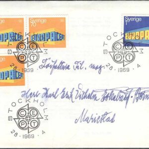 Sverige – FDC 1969-04-28 – Europa CEPT 1969 – 10 år, 4 kpl Adressat Se beskrivning