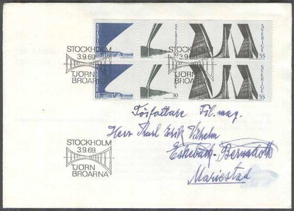 Sverige - FDC 1969-09-03 - Tjörnbroarna, HBL kpl Adressat Se beskrivning