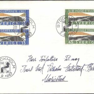 Sverige – FDC 1967-09-02 – Högertrafik 3 september, 4 kpl Adressat Se beskrivning