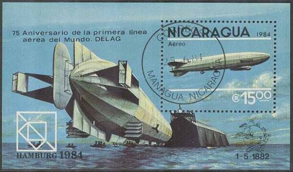 Nicaragua - M BL 158 Flygning med Zeppelinare 75 år - Utställning, Block