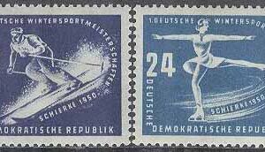 DDR – M  246-247 1:a Vintersportmästerskapen i DDR 1950, 2 kpl *