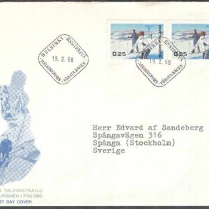 Finland – FDC 1968-02-19 – Vinterturism, 1 kpl Vinjett 4 Adressat