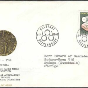 Finland – FDC 1968-07-02 – Träförädlingsindustrin, 1 kpl Vinjett 5 Adressat