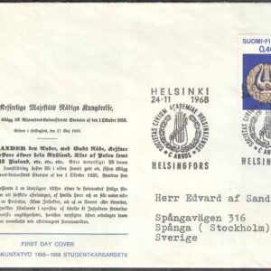 Finland – FDC 1968-11-24 – Studentkårerna, 1 kpl Vinjett 5 Adressat