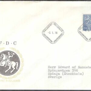 Finland – FDC 1970-01-02 – Lejontyp m/63 Bruksserie III, 1 kpl Vinjett 7 Adressat