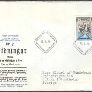 Finland – FDC 1970-08-15 – Aurorasällskapet 200 år, 1 kpl Vinjett 7 Adressat