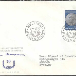 Finland – FDC 1970-09-03 – President Kekkonen 70 år, 1 kpl Vinjett 5 Adressat