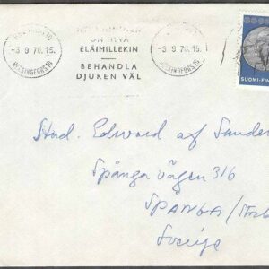Finland – FDC 1970-09-03 – President Kekkonen 70 år, 1 kpl Adressat Privat stämplat