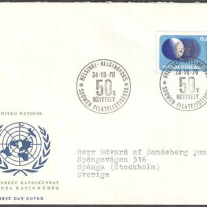 Finland – FDC 1970-10-24 – FN 25 år, 1 kpl Vinjett 5 Adressat