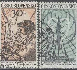 Tjeckoslovakien – M 1083-1084 Post- & Telekonferens 1958, 2 kpl