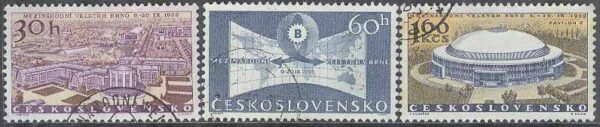Tjeckoslovakien - M 1146-1148 Internationell mässa i Brno - Byggnader, 3 kpl