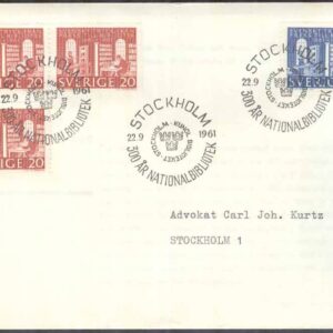 Sverige – FDC 1961-09-22 – Kungl Biblioteket, 4 kpl Adressat