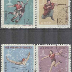 Vietnam – M  462-465 Sport – GANEFO Spelen 1966 bla Fotboll, 4 kpl