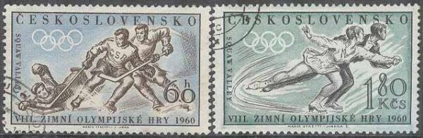 Tjeckoslovakien - M 1183-1184 OS i Squaw Valley 1960 bla Ishockey, 2 kpl