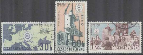 Tjeckoslovakien - M 1283-1285 Internationell mässa i Brno bla Karta, 3 kpl
