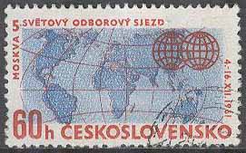 Tjeckoslovakien – M 1310 5:e Världsfackföreningskongressen 1961 – Karta, 1 kpl