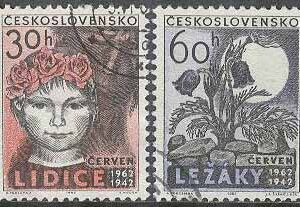 Tjeckoslovakien – M 1346-1347 20-årsdagen av Lidice och Ležákys förstöring, 2 kpl stpl
