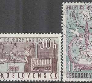 Tjeckoslovakien – M 1403-1404 Radio i Tjeckoslovakien 40 år, 2 kpl