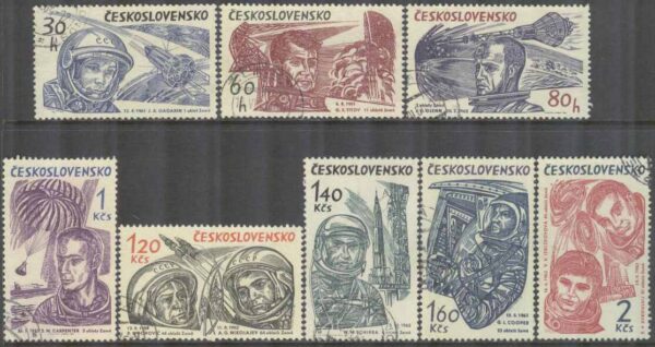 Tjeckoslovakien - M 1463-1470 Rymd - Rymfarare bla J Glenn, 8 kpl