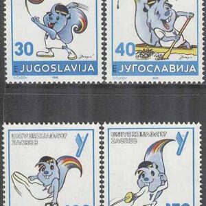 Jugoslavien – M 2190-2193 Sport – Universiaden 87 I i Zagreb bla Fäktning, 4 kpl **